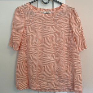 Ella Moss Geometric Pattern Short Sleeve Crew Neck Top Modal Orange Size S
